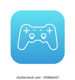 Joystick line icon for web, mobile and infographics. Vector white icon on the blue gradient square with rounded corners isolated on white background.