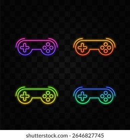 Joystick line and solid icon, neon style.electronic concept, gamepad controller sign, game joystick icon in outline style for mobile concept and web design. Vector graphics