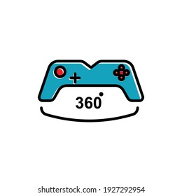 joystick lineal color icon with 360 degree view. simple illustration. mobile concept app line icon and web design. Editable stroke. Design template vector