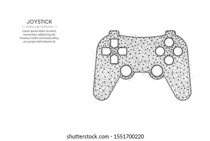 Joystick low poly design, Game console abstract geometric art, device icon wireframe mesh polygonal vector illustration made from points and lines on white background