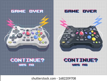 joystick with many button, gamepad art illustration.