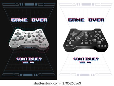 joystick with many button, gamepad art illustration.