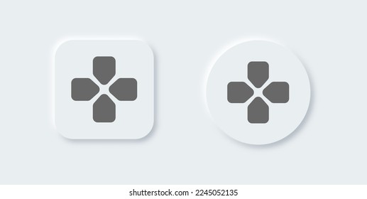 Joystick navigation solid icon in neomorphic design style. Controller signs vector illustration.