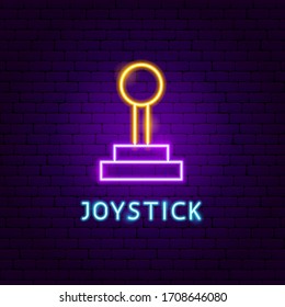 Joystick Neon Label. Vector Illustration of Computer Game Promotion.