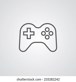 joystick outline thin symbol, dark on white background, logo editable, creative template 