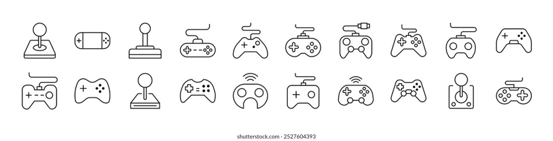 Joystick Outline Web Line Icons Collection. Editable Stroke. Minimalistic Linear Pictogram for Design of Cards, Apps, Banners, Posts 