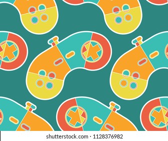 Joystick pattern seamless. Gamepad ornament. Game controller Vector background
