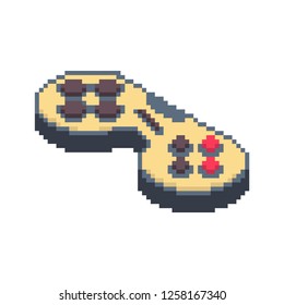 Joystick pixel art. Gamepad 8bit. Video game Old school control lever
