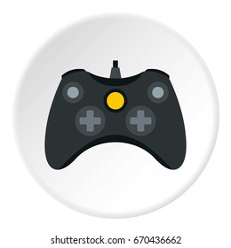 Joystick for playing games icon in flat circle isolated vector illustration for web