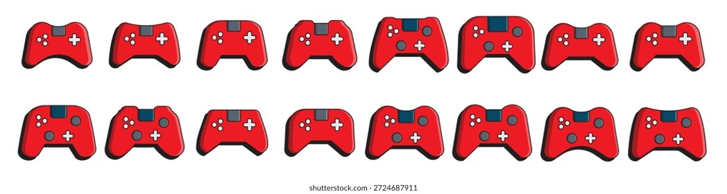 Joystick Ilustración vectorial plana roja del icono