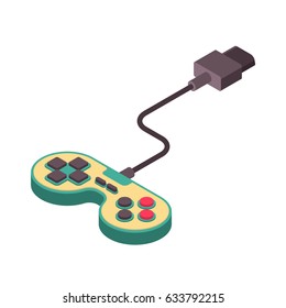 Joystick retro Isometry isolated. Gamepad Game console 8 bit. Retro Video game controller