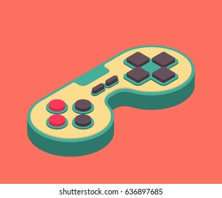 Joystick retro Isometry isolated. Gamepad Game console 8 bit. Retro Video game controller
