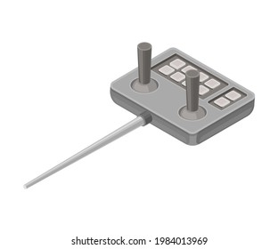 Joystick as Robotic Technology and Electronic Equipment with Artificial Intelligence Isometric Vector Illustration