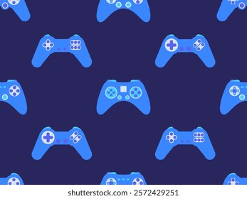 Joystick seamless pattern. Game controller for video games. Gamepad for retro game console in 80s - 90s style. Design for wallpapers, wrappers, covers and banners. Vector illustration