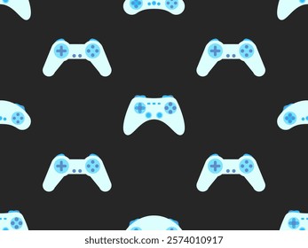 Joystick seamless pattern. Game controller for video games. Gamepad for retro game console in 80s - 90s style. Design for wallpapers, wrappers, covers and banners. Vector illustration