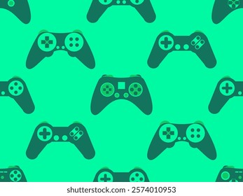 Joystick seamless pattern. Game controller for video games. Gamepad for retro game console in 80s - 90s style. Design for wallpapers, wrappers, covers and banners. Vector illustration