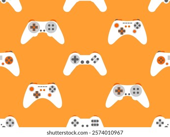 Joystick seamless pattern. Game controller for video games. Gamepad for retro game console in 80s - 90s style. Design for wallpapers, wrappers, covers and banners. Vector illustration