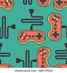 Joystick seamless pattern. Gamepad ornament. VideoGame Controller Texture
