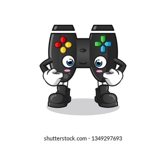 joystick shy mascot vector cartoon illustration