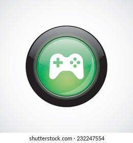 joystick sign icon green shiny button. ui website button 