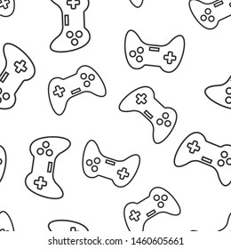 Joystick sign icon seamless pattern background. Gamepad vector illustration on white isolated background. Gaming console controller business concept.
