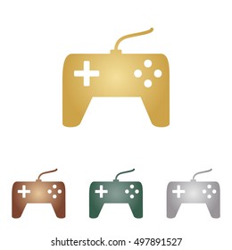 Joystick simple sign. Metal icons on white backgound.