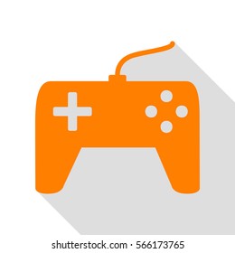 Joystick simple sign. Orange icon with flat style shadow path.