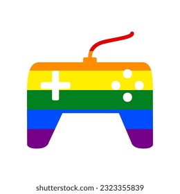 Joystick simple sign. Rainbow gay LGBT rights colored Icon at white Background. Illustration.