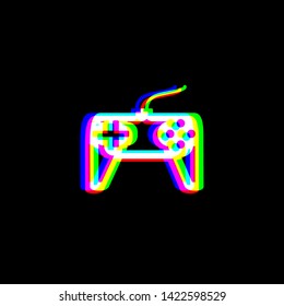 Joystick simple sign. Red, green and blue unfocused contour icon at black background. Illustration.