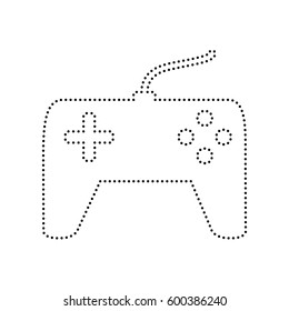 Joystick simple sign. Vector. Black dotted icon on white background. Isolated.