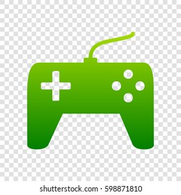 Joystick simple sign. Vector. Green gradient icon on transparent background.