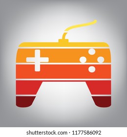 Joystick simple sign. Vector. Horizontally sliced icon with colors from sunny gradient in gray background.