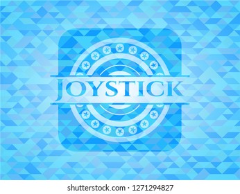 Joystick sky blue emblem with triangle mosaic background