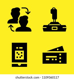 joystick, smartphone, plane tickets and switch vector icon set. Sample icons set for web and graphic design
