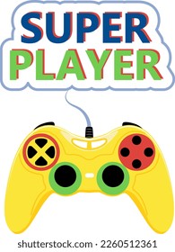 Superjugador de Joystick. Ilustración vectorial. Juegos de ordenador.