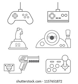 Joystick support game icon set trendy line style.Cartoon concept Vector, illustration of Gaming Accessories. Flat design outline icon. thin line