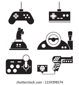 Joystick support game icon set trendy line style.Cartoon concept Vector, illustration of Gaming Accessories. Flat design black icon.
