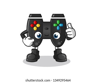 joystick thumbs up mascot vector cartoon illustration