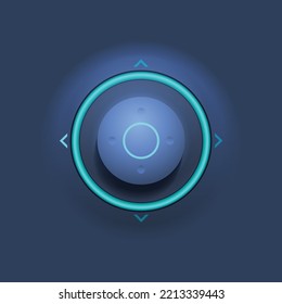 Joystick ui button design on blue background