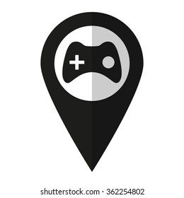 joystick - vector icon;  black map pointer
