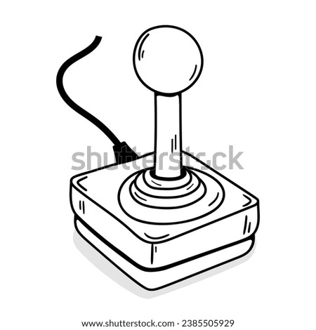 Joystick vector icon in doodle style. Symbol in simple design. Cartoon object hand drawn isolated on white background.