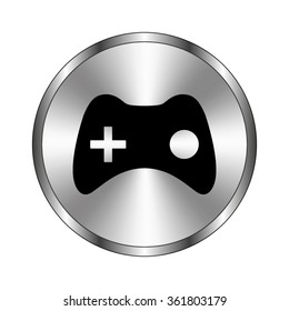 joystick - vector icon;  metal button