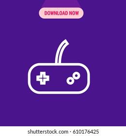 JoyStick Vector Icon, The outlined symbol of game console on purple background. Simple, modern flat vector illustration for mobile app, website or desktop app 