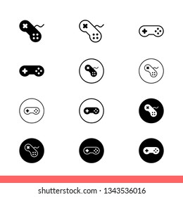 Joystick vector icon set, game console symbol. Simple, flat design for web or mobile app