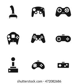 Joystick vector icons. Simple illustration set of 9 helicopter elements, editable icons, can be used in logo, UI and web design