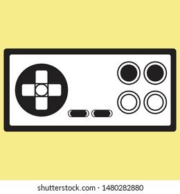 Joystick vector illustration/ Flat designe. Vintage gamepad icon on yellow background. Can use for web, designe, illustration etc
