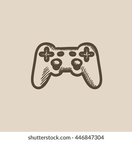 Joystick, Vektorgrafik Symbol einzeln auf Hintergrund. Handgezeichnetes Joystick-Symbol. Joystick-Sketch-Symbol für Infografik, Website oder App.