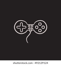 Joystick vector sketch icon isolated on background. Hand drawn Joystick icon. Joystick sketch icon for infographic, website or app.