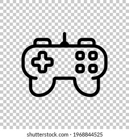 Joystick of video console, game controller, simple icon. Black editable linear symbol on transparent background