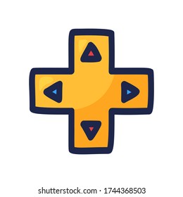 Joystick for video game arrow direction. Controller buttons hand-drawn in doodle-style vector icon. Vector illustration